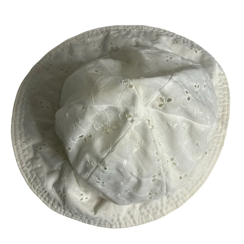 Vintage White Eyelet Embroidered Sun Hat Union Made USA Cottagecore Prairie